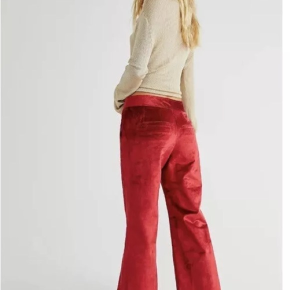 NWT Free People Walk With You Velvet Wide Leg Flare Trousers Sz 4 - Picture 3 of 11